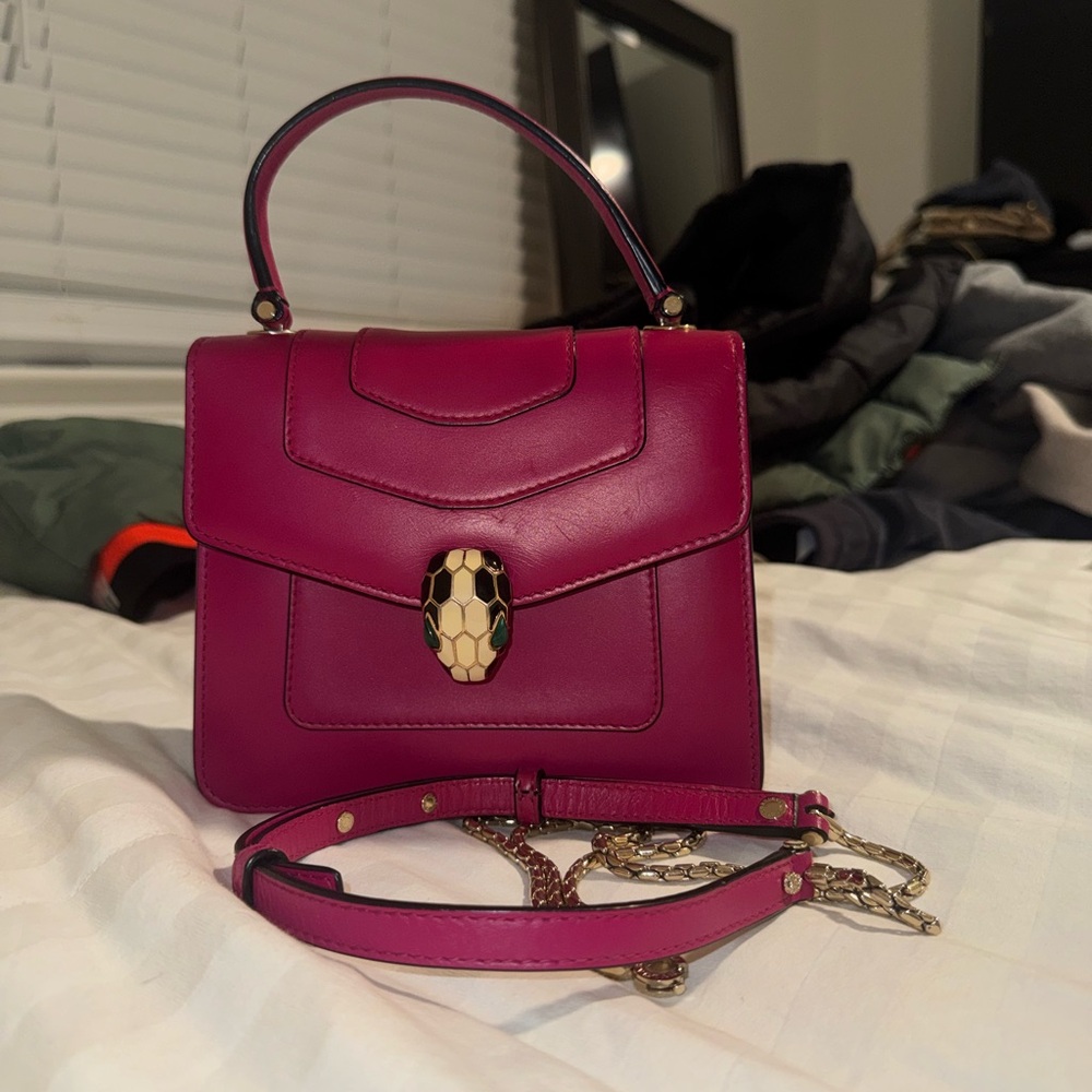 Bulgari Fuchsia Mini Top-Handle Bag with Gold Serpent Clasp